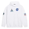 Hanorac clasic cu glugă, mâneci lungi, croi larg, din bumbac, cu logo crossover Balenciaga x NASA FW21 pentru bărbați, alb 651799TKVD89040