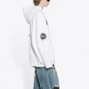 Hanorac clasic cu glugă, mâneci lungi, croi larg, din bumbac, cu logo crossover Balenciaga x NASA FW21 pentru bărbați, alb 651799TKVD89040