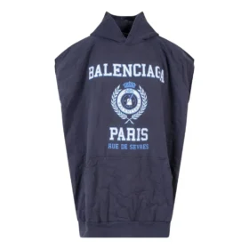 Hanorac cu glugă, fără mâneci, supradimensionat, cu logo „College”, „Navy”, 697875TMV964140