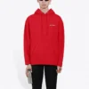 Hanorac cu glugă și mâneci lungi, larg, cu logo, pentru bărbați, Balenciaga FW21, roșu, 600583TIV846540