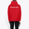 Hanorac cu glugă și mâneci lungi, larg, cu logo, pentru bărbați, Balenciaga FW21, roșu, 600583TIV846540
