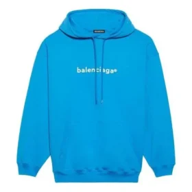 Hanorac cu glugă și mâneci lungi pentru bărbați Balenciaga FW21 cu logo, albastru 570811TIV557560