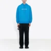Hanorac cu glugă și mâneci lungi pentru bărbați Balenciaga FW21 cu logo, albastru 570811TIV557560