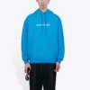 Hanorac cu glugă și mâneci lungi pentru bărbați Balenciaga FW21 cu logo, albastru 570811TIV557560