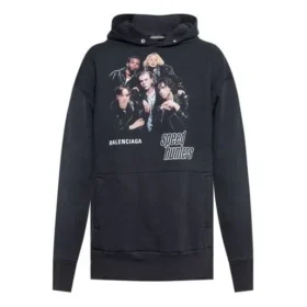 Hanorac cu glugă și mâneci lungi pentru bărbați Balenciaga Speedhunters Boysband cu imprimeu, albastru marin 541873TCV371055
