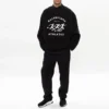 Hanorac cu glugă și șnur pentru bărbați Balenciaga SS21, cu gaură mare, guler rotund și mâneci lungi, negru 641654TJVI71070
