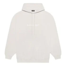 Hanorac cu glugă pentru bărbați Balenciaga FW21 cu imprimeu cu litere ale logo-ului, mâneci lungi, alb cremos 570811TIV552970