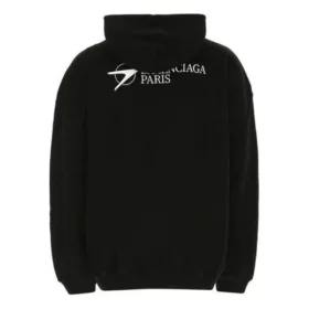 Hanorac cu glugă pentru bărbați Balenciaga SS21 din bumbac, mărime mare, mâneci lungi, negru 620973TKV871070