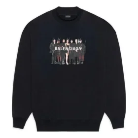Hanorac cu guler rotund Balenciaga original „Negru” 652981TIVA21000