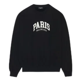 Hanorac cu guler rotund Cities Paris „Black White” 676629TLVL81070