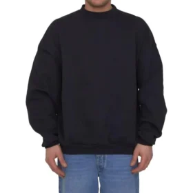 Hanorac cu guler rotund și etichetă de întreținere „Black” 724511TNVL61070