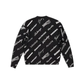 Hanorac cu guler rotund și imprimeu cu logo pe toată suprafața „Black White” 724858T16651070