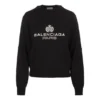Hanorac cu guler rotund și logo, negru 595106T15511073
