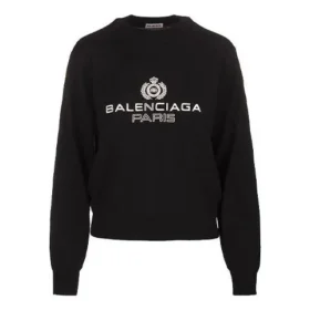 Hanorac cu guler rotund și logo, negru 595106T15511073