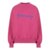 Hanorac cu guler rotund și logo script „Dark Fuchsia” 697869TMVB50507