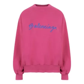 Hanorac cu guler rotund și logo script „Dark Fuchsia” 697869TMVB50507