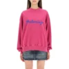 Hanorac cu guler rotund și logo script „Dark Fuchsia” 697869TMVB50507