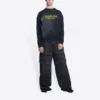 Hanorac cu guler rotund Worldwide Retail Therapy „Washed Black Yellow” 676629TLVA91361