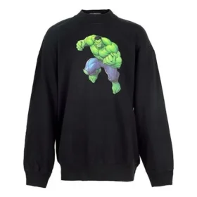 Hanorac din bumbac cu guler rotund și imprimeu Hulk Balenciaga x Marvel „Negru” 671125TLV581000 Hanorac din bumbac cu guler rotund și imprimeu Hulk Balenciaga x Marvel „Negru” 671125TLV581000