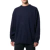 Hanorac din tricot de cașmir cu guler rotund și logo pe spate „Navy” 583111T40924140
