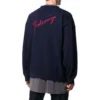 Hanorac din tricot de cașmir cu guler rotund și logo pe spate „Navy” 583111T40924140