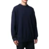 Hanorac din tricot de cașmir cu guler rotund și logo pe spate „Navy” 583111T40924140