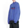 Hanorac oversized cu desen realizat manual, inspirat din Political Campaign, „Blue” 720428TNVE84119