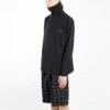 Hanorac pentru bărbați Balenciaga cu logo brodat, fermoar pe jumătate și guler înalt, negru 486144TWK521000