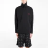 Hanorac pentru bărbați Balenciaga cu logo brodat, fermoar pe jumătate și guler înalt, negru 486144TWK521000