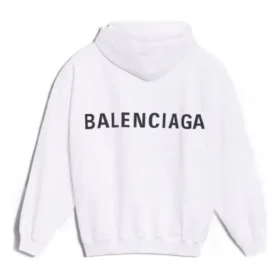 Hanorac pentru bărbați Balenciaga cu logo pe spate, alb, 556143TAV379000
