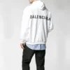 Hanorac pentru bărbați Balenciaga cu logo pe spate, alb, 556143TAV379000