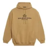 Hanorac pentru bărbați Balenciaga Paris cu imprimeu de lauri, din fleece, kaki 570811TIV259605