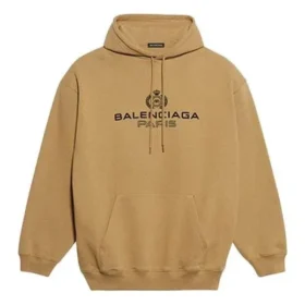 Hanorac pentru bărbați Balenciaga Paris cu imprimeu de lauri, din fleece, kaki 570811TIV259605 Hanorac pentru bărbați Balenciaga Paris cu imprimeu de lauri, din fleece, kaki 570811TIV259605