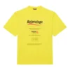 Hanorac pentru bărbați Balenciaga, spălat chimic, croi drept, cu imprimeu logo, lejer, cu mâneci scurte, galben 651795TKVF87175
