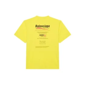 Hanorac pentru bărbați Balenciaga, spălat chimic, croi drept, cu imprimeu logo, lejer, cu mâneci scurte, galben 651795TKVF87175 Hanorac pentru bărbați Balenciaga, spălat chimic, croi drept, cu imprimeu logo, lejer, cu mâneci scurte, galben 651795TKVF87175