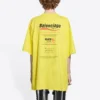 Hanorac pentru bărbați Balenciaga, spălat chimic, croi drept, cu imprimeu logo, lejer, cu mâneci scurte, galben 651795TKVF87175