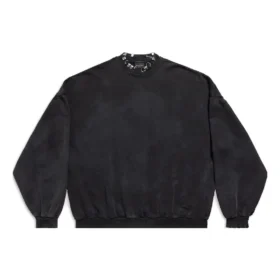 Hanorac rotund cu decupaje, oversized „Black Faded” 762718TPVD91055 Hanorac rotund cu decupaje, oversized „Black Faded” 762718TPVD91055