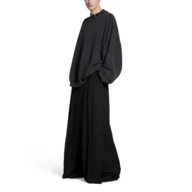 Hanorac rotund cu decupaje, oversized „Black Faded” 762718TPVD91055 Hanorac rotund cu decupaje, oversized „Black Faded” 762718TPVD91055