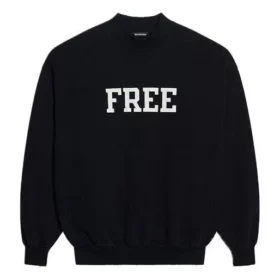 Hanorac unisex FW21 cu guler rotund și imprimeu gratuit, negru 652981TKVD41070
