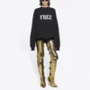 Hanorac unisex FW21 cu guler rotund și imprimeu gratuit, negru 652981TKVD41070