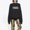 Hanorac unisex FW21 cu guler rotund și imprimeu gratuit, negru 652981TKVD41070