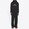 Hanorac unisex FW21 din fleece cu imprimeu logo, mâneci lungi și glugă, negru 600583TKVI81070