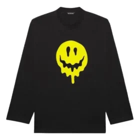 Hanorac unisex SS21 cu imprimeu și guler rotund, negru 651796TKVA11012