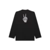 Hanorac unisex SS21 cu imprimeu și guler rotund, negru 651796TKVA11012