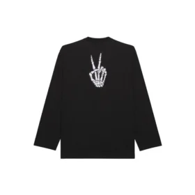 Hanorac unisex SS21 cu imprimeu și guler rotund, negru 651796TKVA11012