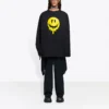 Hanorac unisex SS21 cu imprimeu și guler rotund, negru 651796TKVA11012