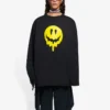 Hanorac unisex SS21 cu imprimeu și guler rotund, negru 651796TKVA11012