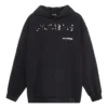 Hanorace Balenciaga cu glugă, cu desen realizat manual, croială medie „Negru” 600583TOVO61070