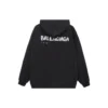 Hanorace Balenciaga cu glugă, cu desen realizat manual, croială medie „Negru” 600583TOVO61070
