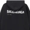 Hanorace Balenciaga cu glugă, cu desen realizat manual, croială medie „Negru” 600583TOVO61070